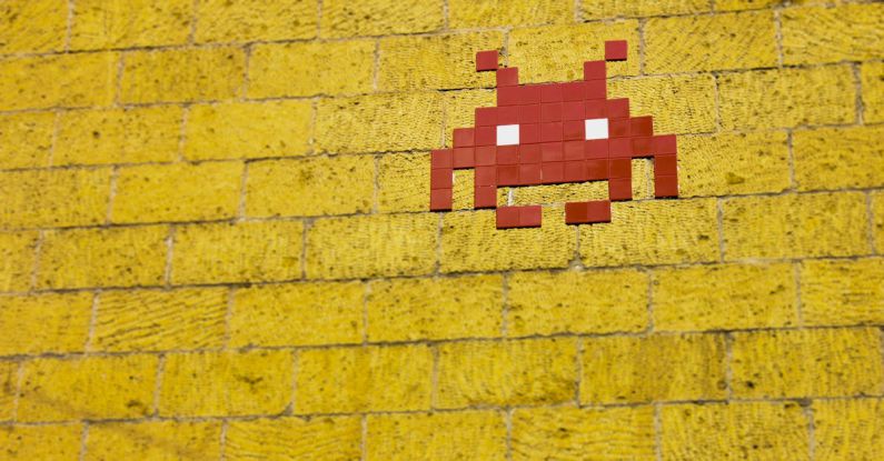 Pop Culture - Mosaic Alien on Wall